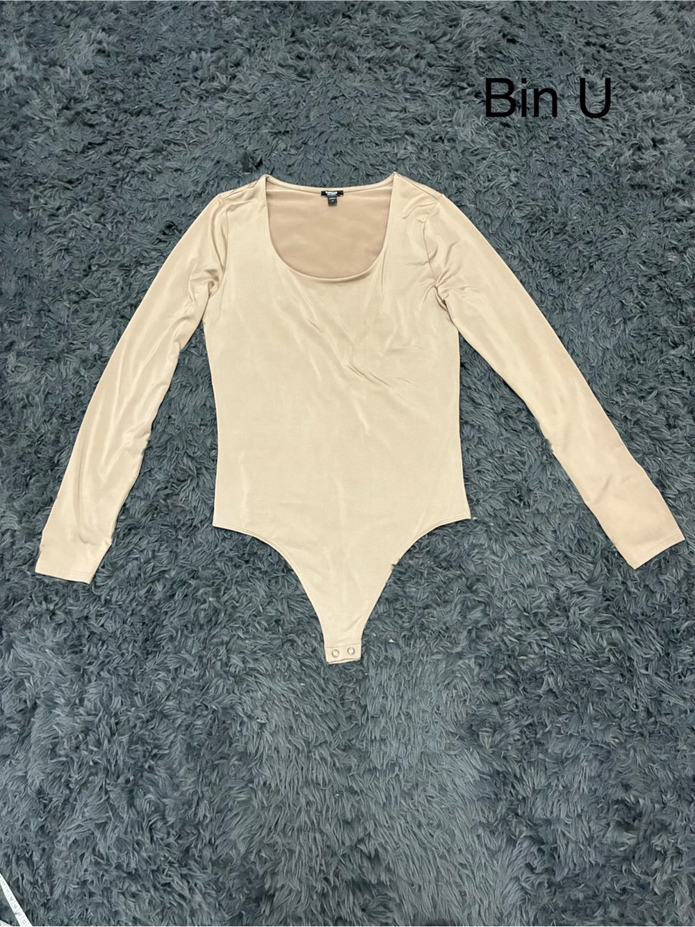 Express Beige Long Sleeve Scoop Neck Bodysuit